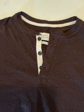 rag & bone Men's Henley in Dark Brown with Cream Placket